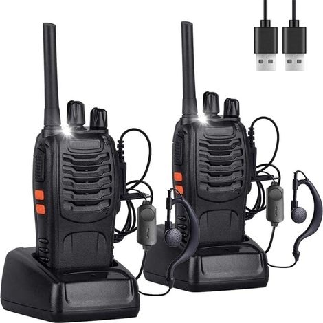 2PCS Talkie Walkie Rechargeable Longue portée 16CH Talkies-Walkies Radios PMR Professionnelle Portée 1-3 km,pour Survie sur Le Terrain Camping,Randonnées (1/5)