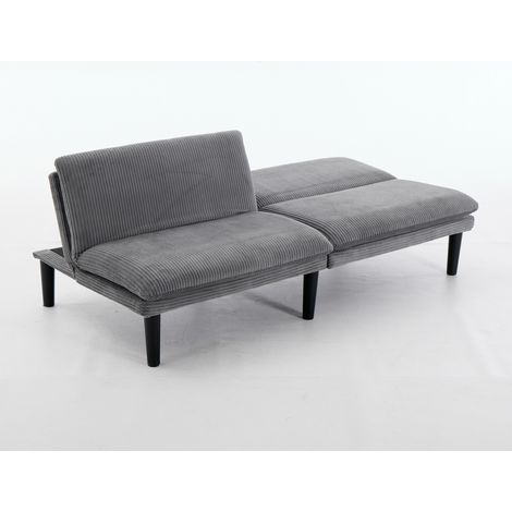 CAIziCanapé 2 places réglable en trois positions, gris, 106-140-180° – pieds ronds en plastique noir, revêtement en velours côtelé, structure à lattes en bois, canapé lounge détendu pour salon et home (1/5)