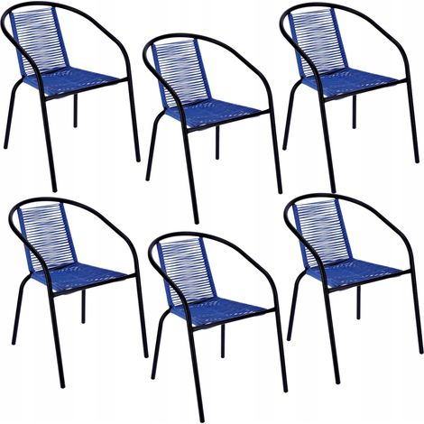 6 poltrone da giardino BISTRO in corda, comode sedie da giardino per balcone o giardino