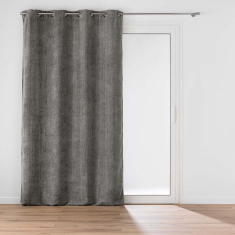 Rideau en Velours Chenillé "Leo" 140x260cm Anthracite (1/5)