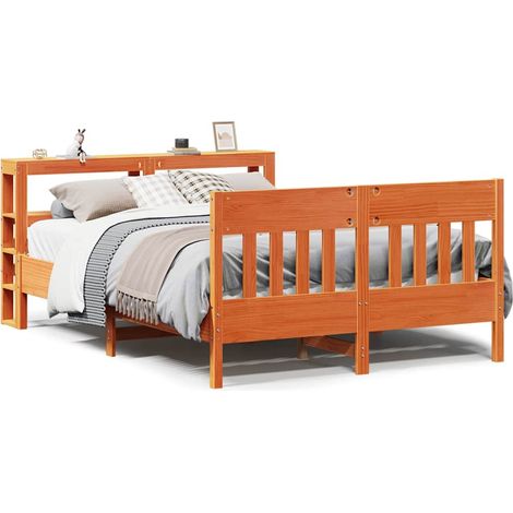 Maison Exclusive - Cadre de lit sans matelas cire marron 140x190cm bois pin massif