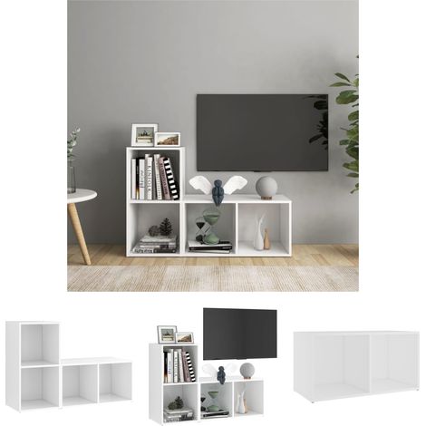 Holzwerkstoff - vidaXL TV-Schränke 2 Stk. Weiß 72x35x36,5 cm Holzwerkstoff - Fernsehschrank (1/5)