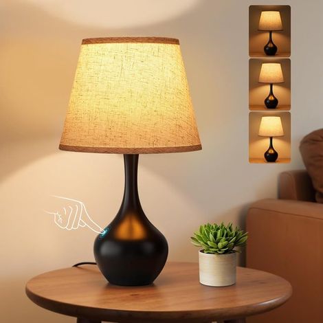 Lampe de table tactile 16.1" pour table de chevet - Dimmable 3 positions - Lampe de chevet noire pour chambre à coucher, salon, chambre d'enfant - 1 pièce (1/5)
