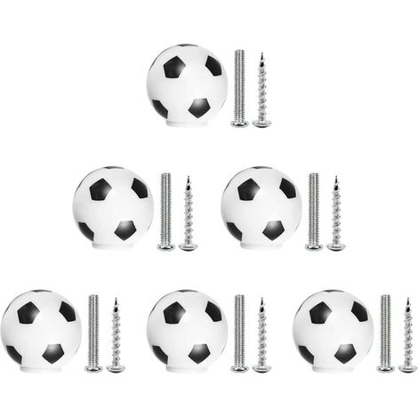 6 Pièces Boutons de Meuble Football Enfant Poignées Tiroirs Armoires Penderies Avec 2 Tailles Vis (1/4)