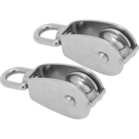 2 Stück Kabel-Einzelrollenblock aus Edelstahl zum Aufhängen von Drahtseilen und Heben von Seilen (1/5)
