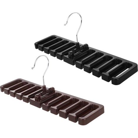 Porte-ceintures - 30 x 7,5 x 1,5 cm - Noir + Marron - Rangement pour ceintures - Accessoires de garde-robe - Lot de 2 - Matériau ABS - Porte-cravates (1/5)