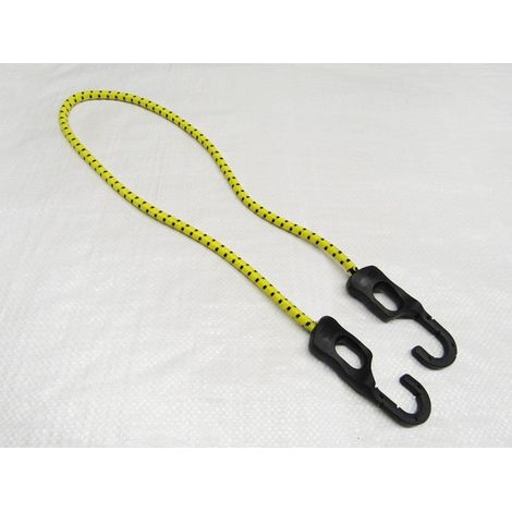 8MM X 780MM Yellow Shock Cord With Black Finger Grip Hooks - Plastic Multifilement Cover Tie Down