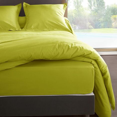Drap housse Anis en percale de coton 80 fils 180 x 200 x 30 cm