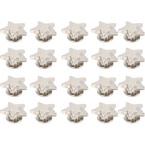20 Studs étoile Rivets DIY Vêtements Chaussures Déco Accessoires avec Vis Argent (1/5)