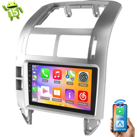 Autoradio Android 15 Apple CarPlay GPS pour VW Polo 9N 2001-2009 GPS Navi WIFI RDS - Argent 4+64G