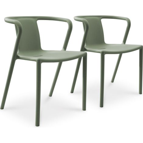 Lot de 2 fauteuils de jardin empilables en polypropylène – Design moderne et léger – Accoudoirs confortables – Pour usage extérieur – Citygarden