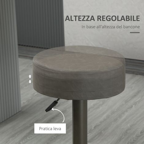 Set di 2 sgabelli da bar con poggiapiedi – Girevoli, regolabili in altezza – 35 x 36 x 64-85 cm – Grigio (1/4)