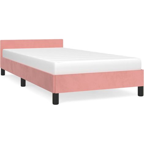 Lit adulte pour 1 personnes avec tête de lit, Structure de lit, Assemblage Facile, Rose 80x200 cm Velours OIB3289E (1/5)