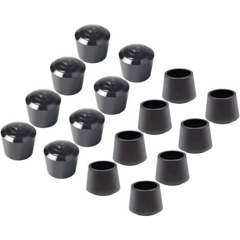 16 Paquet Embouts de protection de chaise, Embout pied de chaise Caoutchouc pied de chaise Protection Embouts, Diamètre intérieur - 7/8 pouce / 22 mm, noir (1/4)