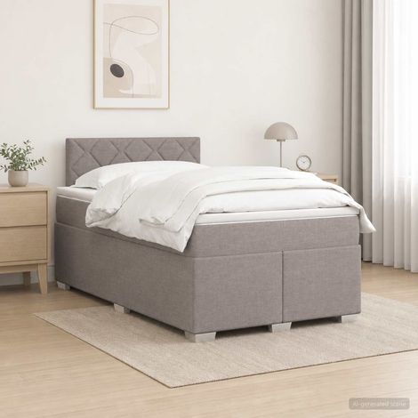 vidaXL Lit boxspring avec matelas Taupe 120 x 190 cm Tissu (1/5)