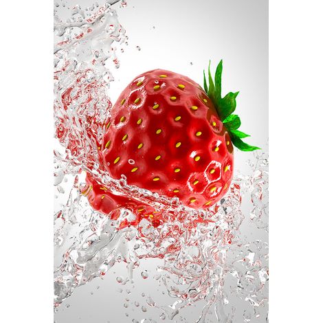 Tableau fraise et goutte d'eau Tableau alu Dibond (1/5)