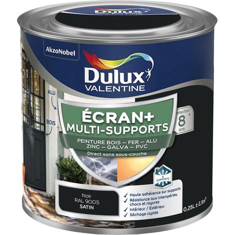 ECRAN+ MULTI-SUPPORTS EXTERIEURE - Peinture en Phase Aqueuse Éxtérieur - Satin Noir 0,25 L - Dulux Valentine