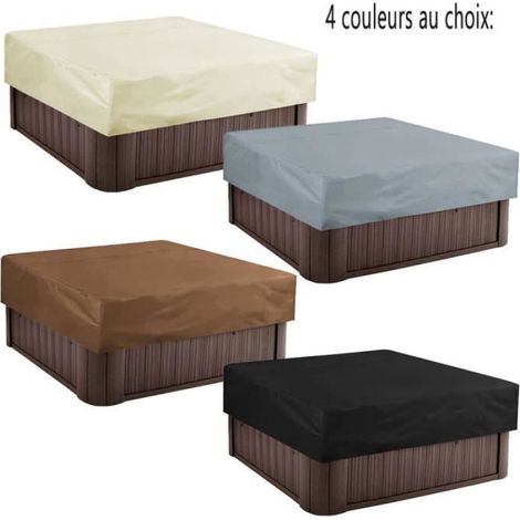 Couverture Spa - Polyester 190T - Étanche UV - Carrée - 207x207x30 cm - Café (1/4)