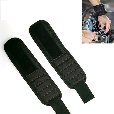 Bracelet magnétique - Bracelet Velcro à faire soi-même - Bracelet porte-outils - Bracelet à vis/clous - Bracelet magnétique - Noir (1/5)