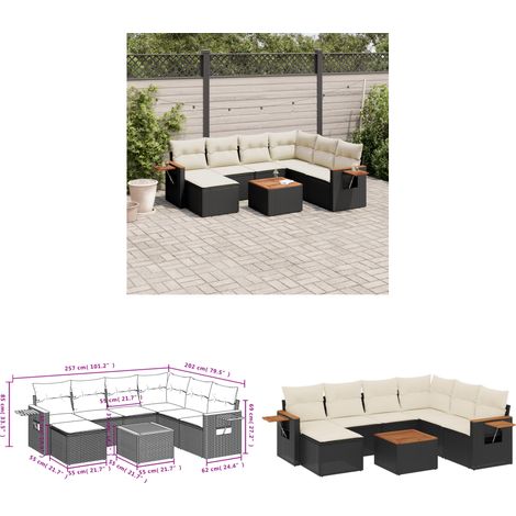 8-tlg. Garten-Sofagarnitur mit Kissen Schwarz Poly Rattan - Gartenmöbel Set - Gartensorte - Outdoor Möbel - Lounge Sofa - Esszimmergarnitur - Home & Living (1/3)