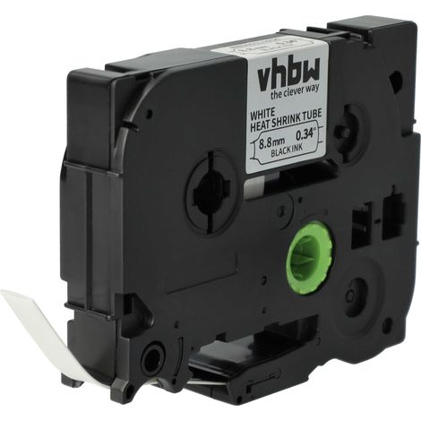 vhbw Label Tape compatible with Brother P-Touch PT-P750W Label Printer, Black on White, Heat Shrink Tape, 8.8 mm