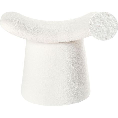 Pouf Getuftet RIDDLE Bouclé Cremeweiß