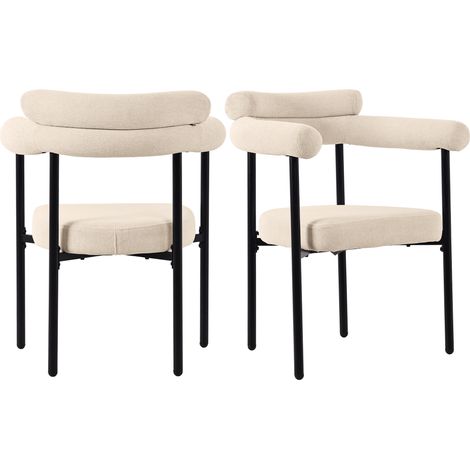 Esszimmerstuhl 1er Set mit Ergonomischer Rückenlehne, Wildlederstoff, Eisen, Beige (1/5)