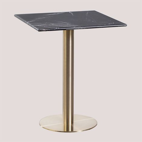 SKLUM Quadratischer Bartisch aus Marmor Cosmopolitan  &x2194&xFE0E 60 cm         Champagner-Gold           Marmor Nero Marquina              (1/5)