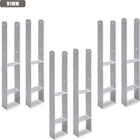 SWANEW Support de Poteau en H En forme H-ancre Durable pour Carports Clôtures 6 Pièces 91MM (1/5)