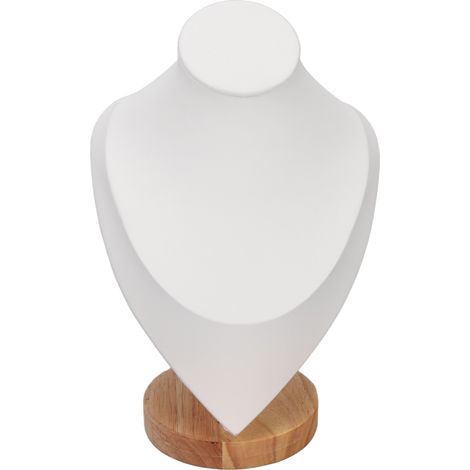 Présentoir à colliers en bois blanc élégant, buste polyvalent pour bijoux, idéal maison, boutique et salon professionnel (1/5)