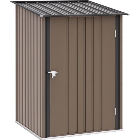 Cabane de rangement jardin métal marron 100x103x160cm stockage outils mobilier extérieur terrasse