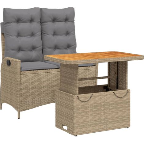Ensemble à manger de jardin et coussins 2 pcs，Salon de jardin beige poly rotin CFW94646 (1/5)