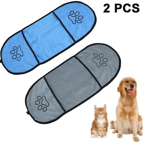 Serviette de bain ultra douce en microfibre pour chien, avec poches pour les mains, résistante, lavable, super absorbante et à séchage rapide, pour chats et chiens.