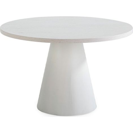 Table à manger ronde blanche en bois et métal - blanc (1/2)