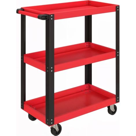 Carro de herramientas de 3 niveles de metal rojo HOMVRA (1/5)