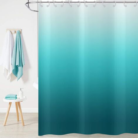 Rideau de Douche Turquoise 180x200, Aqua Ocean Abstrait Teal Bleu Ombre Rideau de Baignoire Moderne Tissu Polyester imperméable Lavable Rideau de Bain pour Salle de Bain avec Crochets