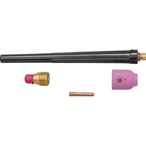 Kit  de accesorios  TIG  4 pzs.  en caja  de plástico  con  lente  de gas,  WE 2,4mm  ABITIG 17,18,26  A.BINZEL (1/2)