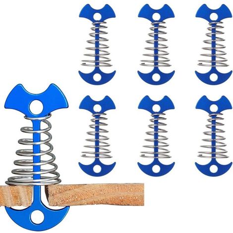 Lot de 6 piquets de tente en alliage d'aluminium à chevrons, avec ancrage pour pneus et boucle à ressort, pour la randonnée et la pêche. Accessoires de plein air (1/5)