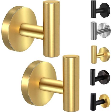 Gancho de pared de acero inoxidable dorado, alta capacidad de carga (2 unidades) (1/5)