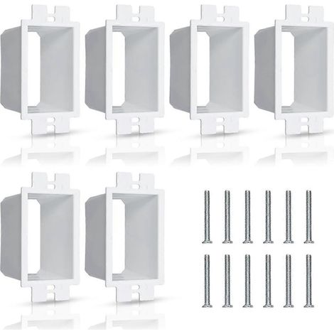 Rallonge de boîte de prise électrique (6 pièces), rallonge de boîte simple avec 12 vis, unité d'interrupteur simple r (1/5)