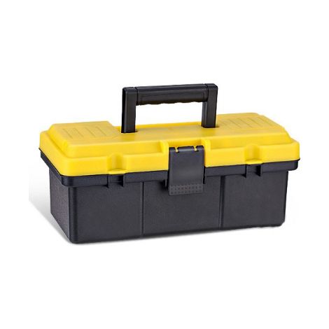 Boîte à outils jaune de 12 pouces, 30 x 15,5 x 12,5 mm, de rangement, serrure en plastique (1/5)