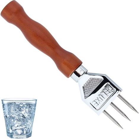 Ciseau à glace en acier inoxydable avec manche en bois, outil de découpe et de broyage de la glace, ustensile de cuisine, accessoire de bar à glace.-AquaForge