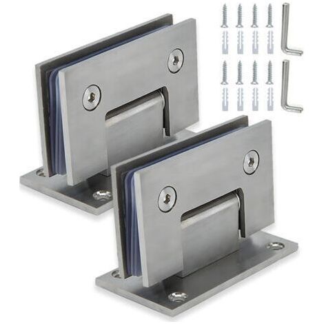 2 Pièces Charnières De Porte De Douche En Verre, Pince De Porte De Salle De Bain En Acier, Charniere Porte Lourde, Charnières De Douche à 90, 8 à 12 Mm Pince De Porte En Verre De Douche (1/5)