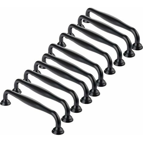 royaluxe - 10pcs Poignée de Porte Noir Bâton Cuisine Armoire Tiroir Chambre Tirer Entraxe 96mm (1/5)
