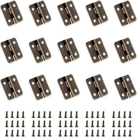 50 Pieces Mini Antique Bronze Hinges Folding Hinges DIY Connectors Small Hinges with 200 Replacement Nails for Wooden Box Jewelry Box Cabinet DIY Accessories (1/5)
