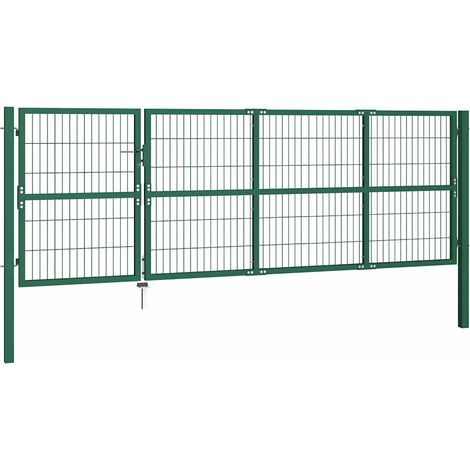 Maison Exclusive - Gartentor mit Pfosten 350x120 cm Stahl Grün (1/5)