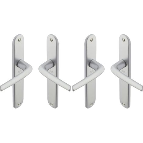 1 - Poignée de Porte - Plaque de Propreté - Bec de Cane Réversible - Pour Cuisine et Salon - Argent - 165x7 cm
