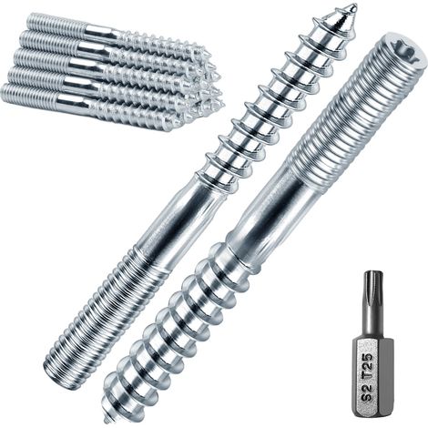 Lot de 41 vis à double filetage M6 x 60 mm Torx TX25 - Vis à double filetage en acier galvanisé - Vis de cheville double face (1/5)