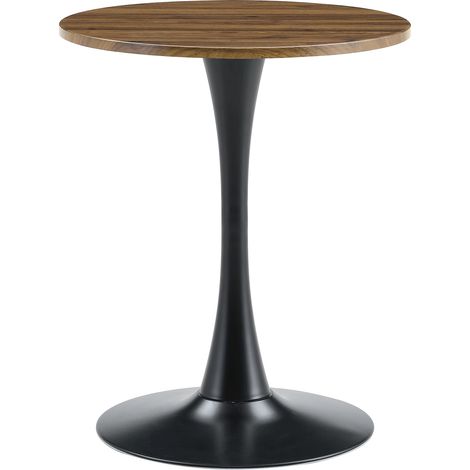 Tavolo rotondo 60 cm in MDF effetto noce con base in metallo nera (1/5)