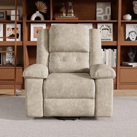 Relaxsessel 106x102x93 cm - Elektrische Massage mit 8 Vibrationspunkten und Lendenheizung, verstellbar mit Fußstütze - Stoff - Beige